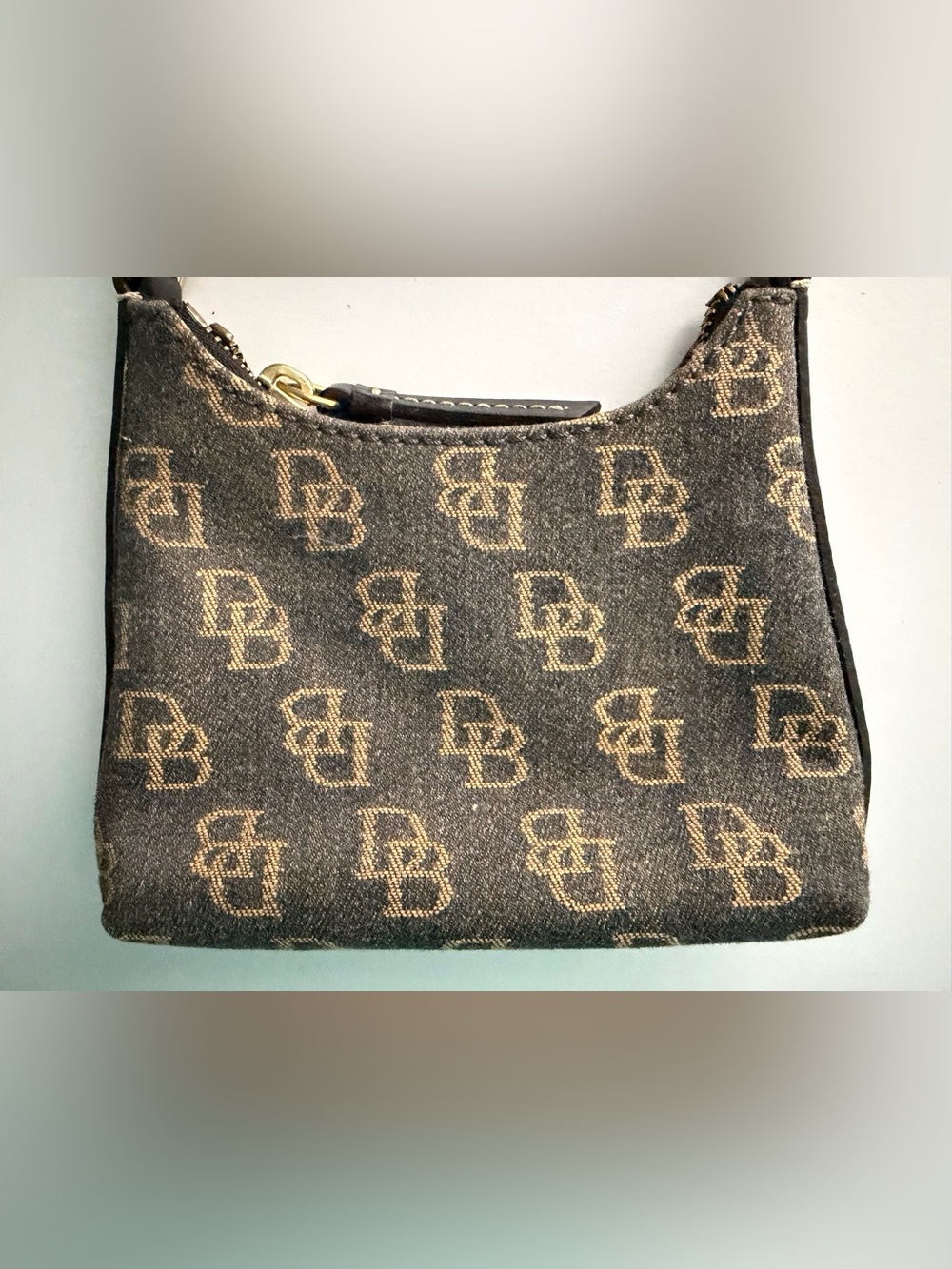 Dooney & Bourke Mini Hobo Bag in Brown and Black with Orange Accent Charm - Picture 2 of 8